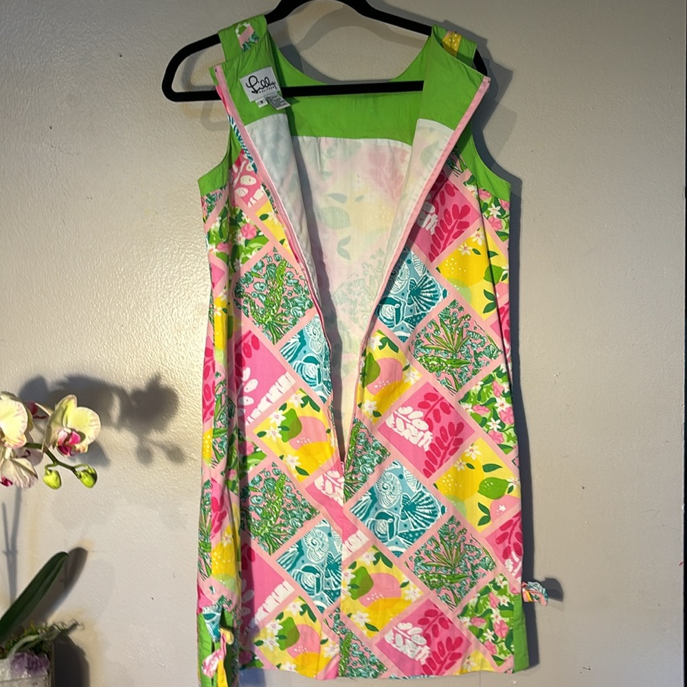 Lilly Pulitzer Vintage Pink Tile Patchwork Dress size 8 great shape colorful - Picture 10 of 10